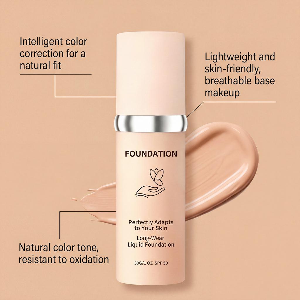 Intelligent Skin-Tone Adaptation Foundation Glossy facial foundation that evens out skin tone, is moisturizing, easy to apply,