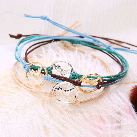 4Pcs/Set Boho Women Multicolor Multilayer Hollow Mountain Charm Bracelet Jewelry