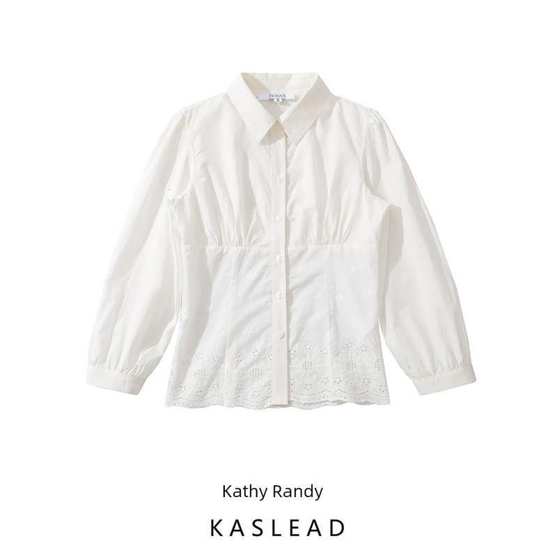 Kaslead New Women clothes Western Style Fashion Simple and Versatile Casual Long sleeve Embroidered Shirts Top