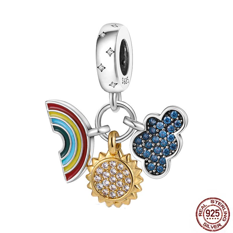 Rose Gold Yellow Charms Copper Sunflower Leopard Firefly Beads Fit Original Bracelet Luminous Charmdiy Jewelry Gift