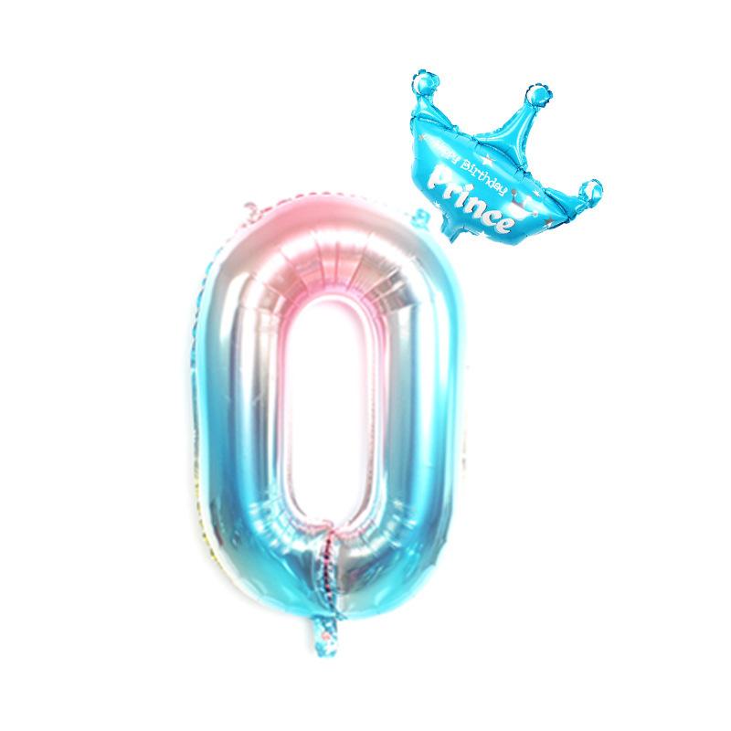 32 Inch Gradual Change Digital + Crown (Independent Packaging) Digital Road Lead 0-9 Aluminum Foil Balloon Birthday Anniversary Celebration