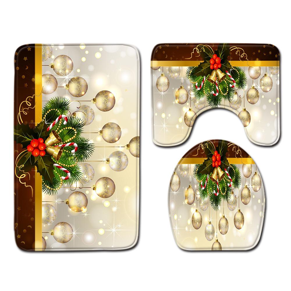 

Christmas Bathroom Floor Mat Toilet Three-Piece Set 45cmx75cm