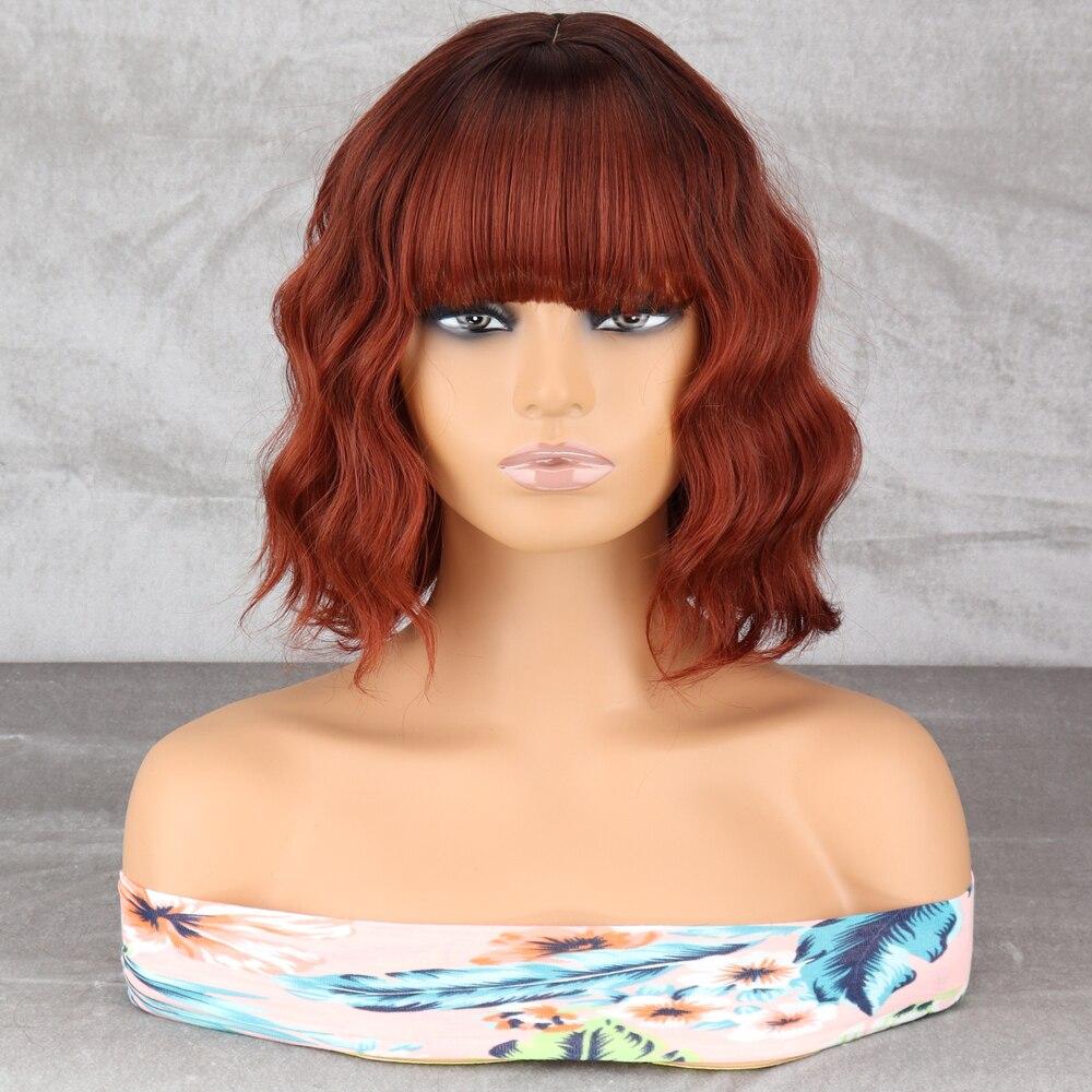 LISI HAIR Perucă Bob Scurt Ondulat pentru Femei, cu Breton, Fibră Sintetică, Cosplay, Purtare Zilnică, Perucă Scurtă Ondulată pentru Femei