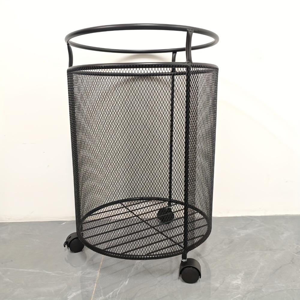 Перекатная металлическая корзина для грязного белья, Корзина для хранения одежды на колесиках для ванной комнаты, Хранение и организация в гостиной чёрный