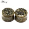Alisouy 2PCS Einzigartige Harz Frauen Männer Ohr Stecker Flesh Tunnel Runde Sattel Ohr Keil Gauge Expander Piercing Körper Schmuck