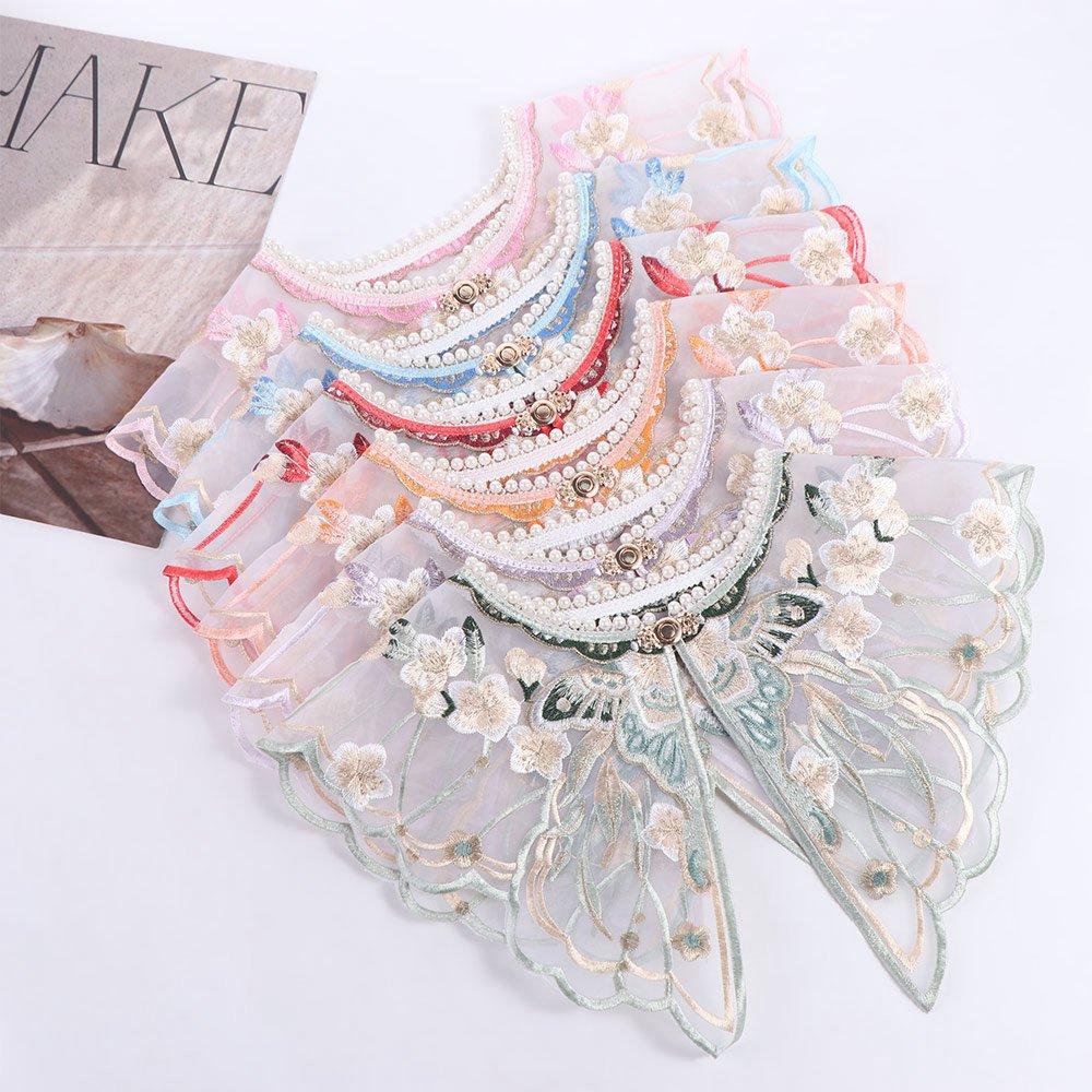 Pearl False Floral Yunjian Butterfly Kids Shirt False Collar Elegant Decoration Hanfu Shawl  Girl