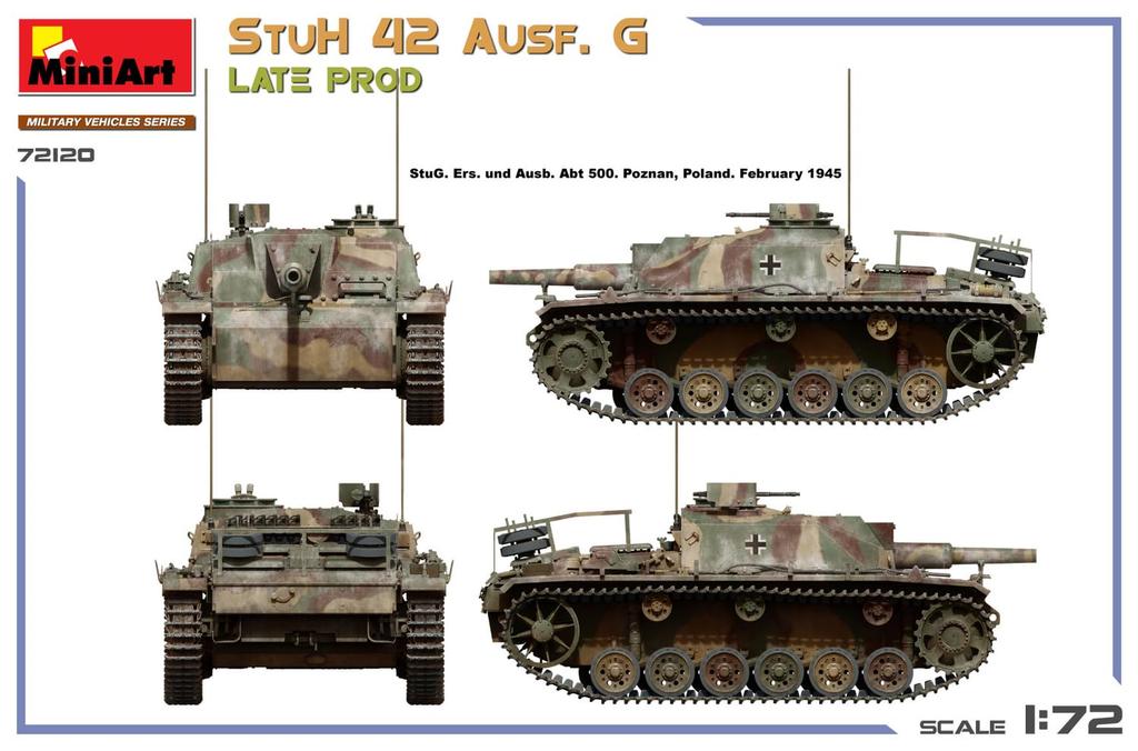 Miniart StuH 42 G Late Production Plastic Model MA72120 1/72 Ausf. (Tank)