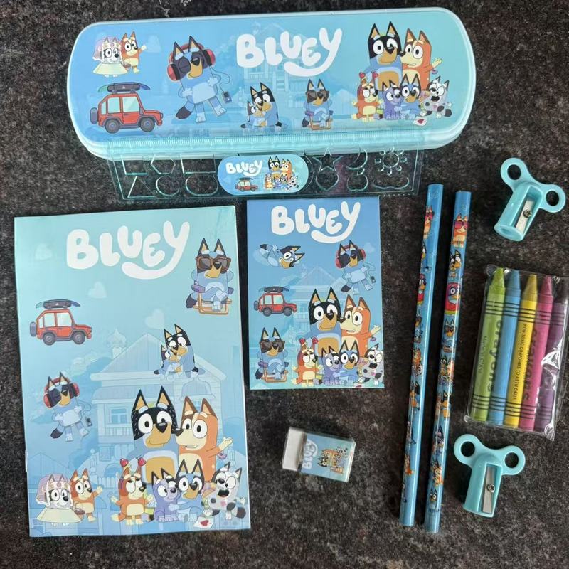Bluey Portable Stationery Set Gift Box Kids School Supplies With Crayons For Toddlers Primary Students Birthday Christmas Gift