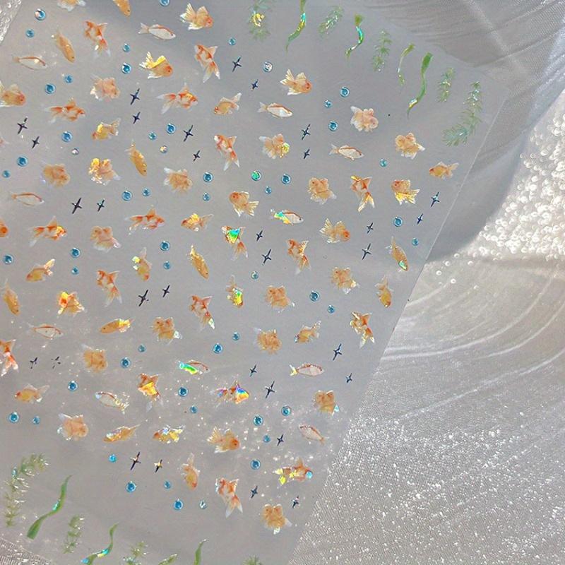 1pc Shiny Goldfish Nail Art Stickers - Cute Cartoon Fish Design, Self-Adhesive Nail Decals Perfect for Manicures, Nail Stickers