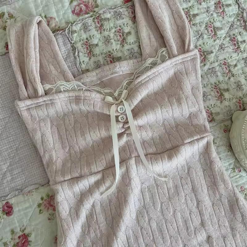 Y2K Harajuku Lace Bow Camisole - Spicy Girl Retro Summer Top