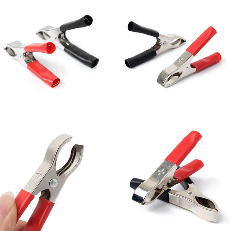 Crocodile Alligator Car Battery Insulated Clips Clamps 82mm 30A Red+Black 2 PCS