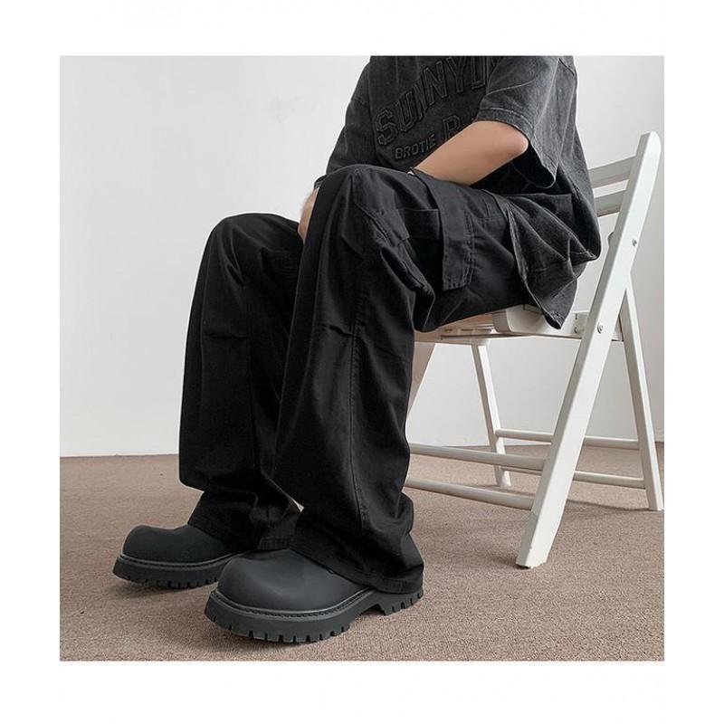 Mens Loose Straight Cargo Pants Casual Outdoor Sports Trousers Teenagers Fashion