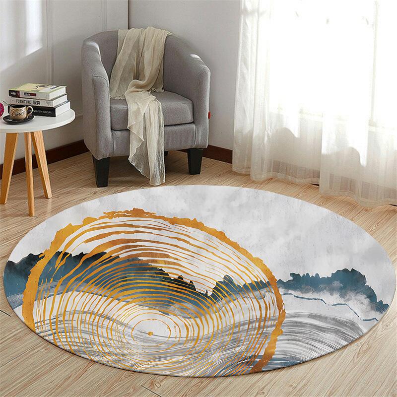 Modern Art Earth Moon Round Carpet Mat Rug Abstract Swirl Starry Sky Ink Splash  Home Decoration Living Room Bedroom Office