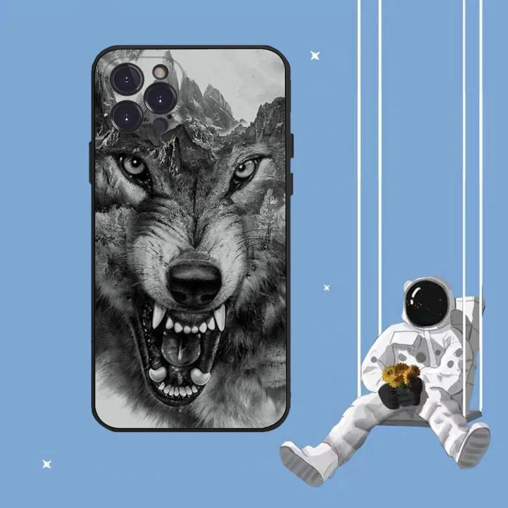 Apple Iphone16 Mobile Phone Case Wolf Mobile Phone Case Hair Painted Anti-Drop Huawei Anti-Drop Mobile Phone Case