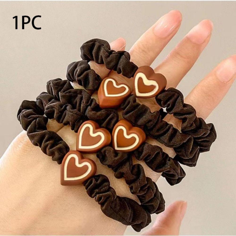 

High Elasticity High Elastic Hair Rope Heart Shape Hair Accessories New Hair Band темный кофе