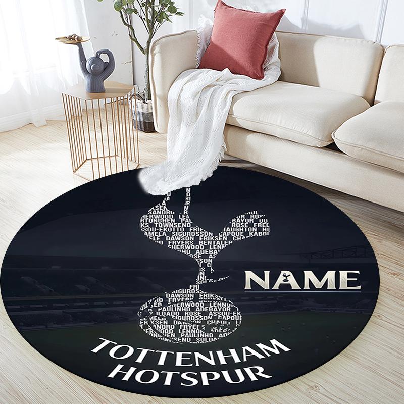 Custom Name,Tottenham Hotspur pattern round rug,Carpet Rug for Living Room Bedroom Playroom ,Non-slip Floor Mat,Holiday Gifts and Birthday Gifts.