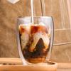 Kreativer doppelwandiger Glasbecher, Hitzebeständiger italienischer Espresso-Kaffeebecher mit Henkel, Wärmeisolierter transparenter Glas-Wasserbecher für den Haushalt, Verbrühschutz