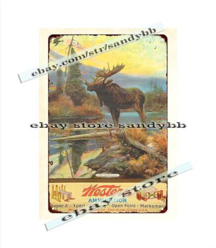 shoot bullets Cartridge moose duck hunting Ammunition tin sign rusticAluminum 20x30cm（7.8x11.8inch）