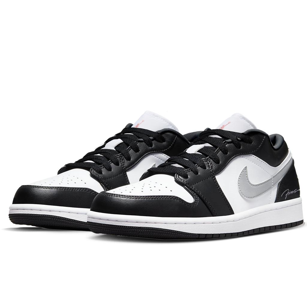 Jordan Air Jordan 1 Cushioning, Wear Resistant Low top Vintage Basketball Shoes Unisex Black White Gray 553558-132(Team1302-)