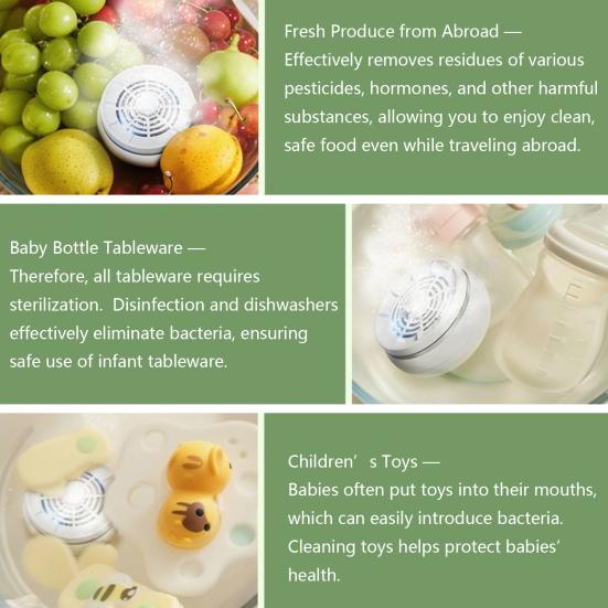 Fruit Vegetable Washing Machine IPX7 Waterproof Rechargeable Wireless Fruit Veggie Seafood Meat Cleaner Device Portable Wireless Purifier with 4 Modes