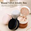 Velvet Travel Jewelry Case Round Mini Portable Jewelry Storage Ring Jewelry Box  Storage Use