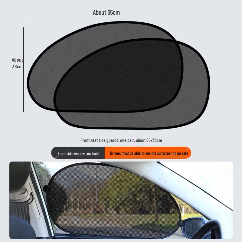 Six-Piece Car Sunshade Set: Mesh Side & Rear Window Shades, Summer Sun Protection, Aluminum Foil Sun Visor, Front Windshield Sunshade.