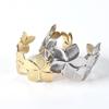 Trendy Double Flower Open Bangle Stainless Steel Women's Bracelet