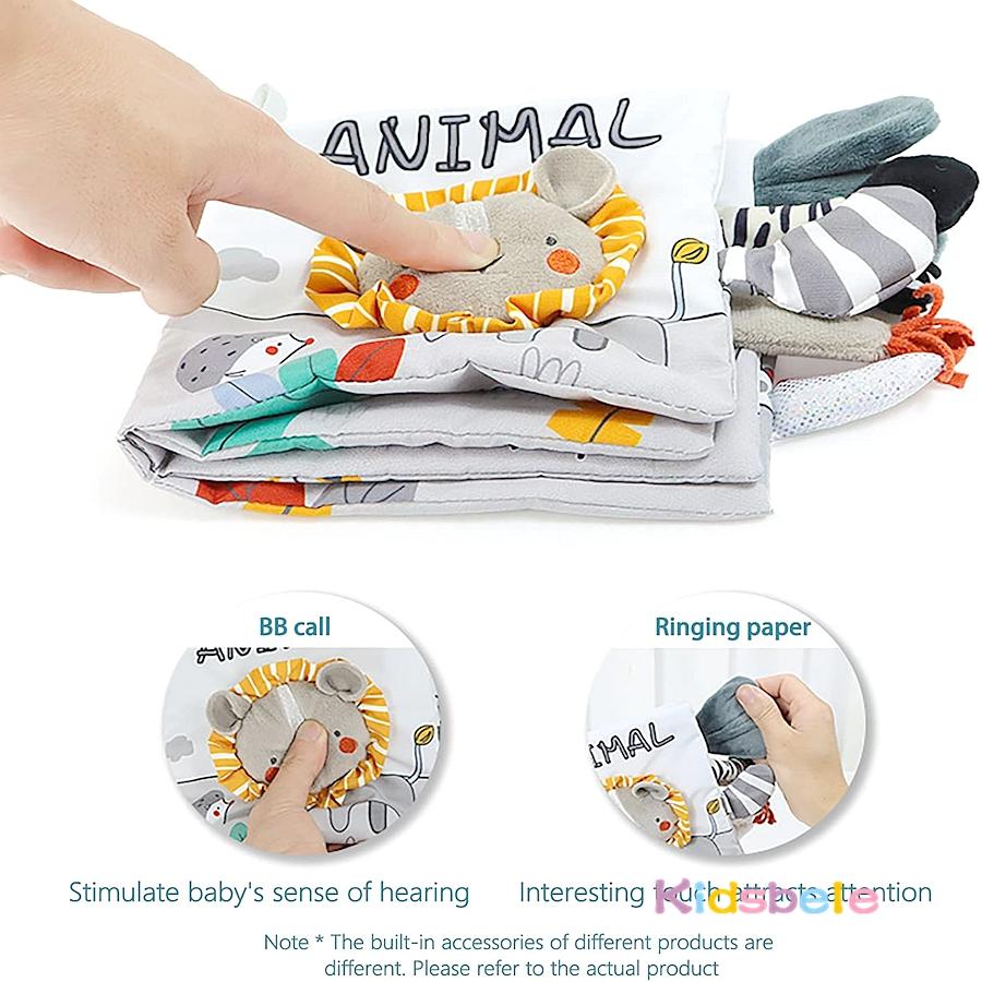 Baby Soft Cloth Book Toy With Bb Sound Early Intelligence Development Sensory Toy Toddler Animal Cognitive Toy Gift 0-12 Months