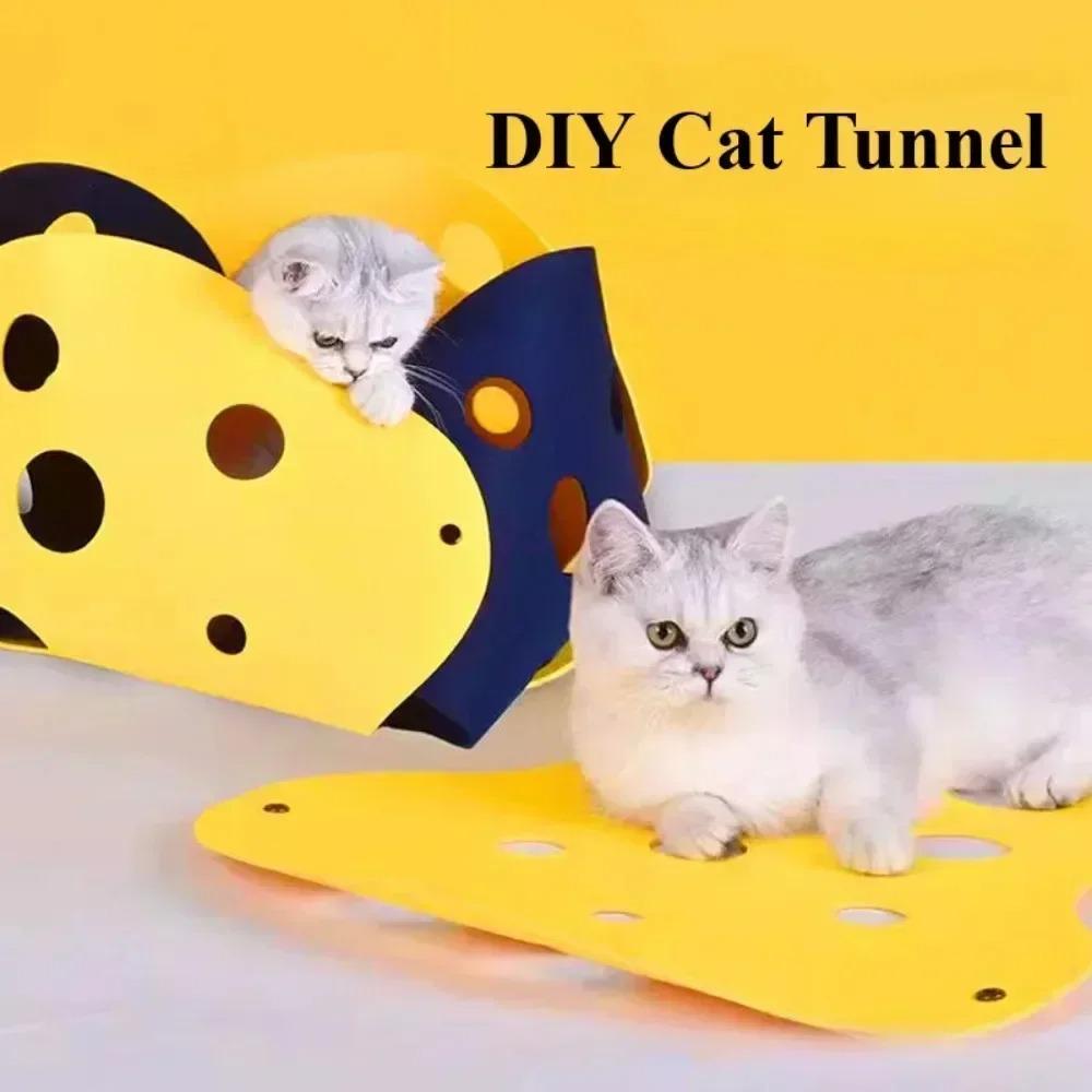 1PC Cat Play Tunnel Bed - Foldable Pet Tunnel Tube Bed with Holes DIY Play Mat Activity Rug, for Indoor Cats Interactive Play