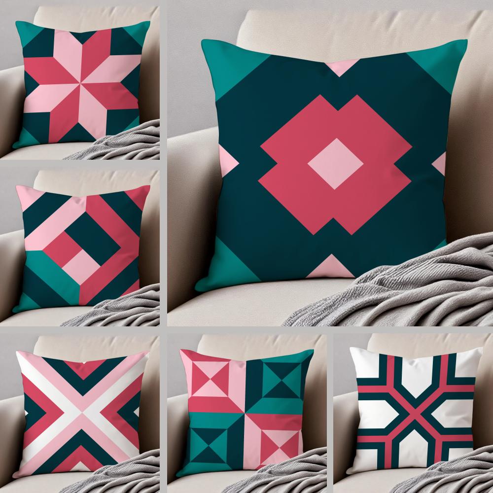 Exotic Portuguese Style Geometric Graphics Art Cushion Cover Throw Pillow Cover Hidden Button Durable Polyester Chair Cushion