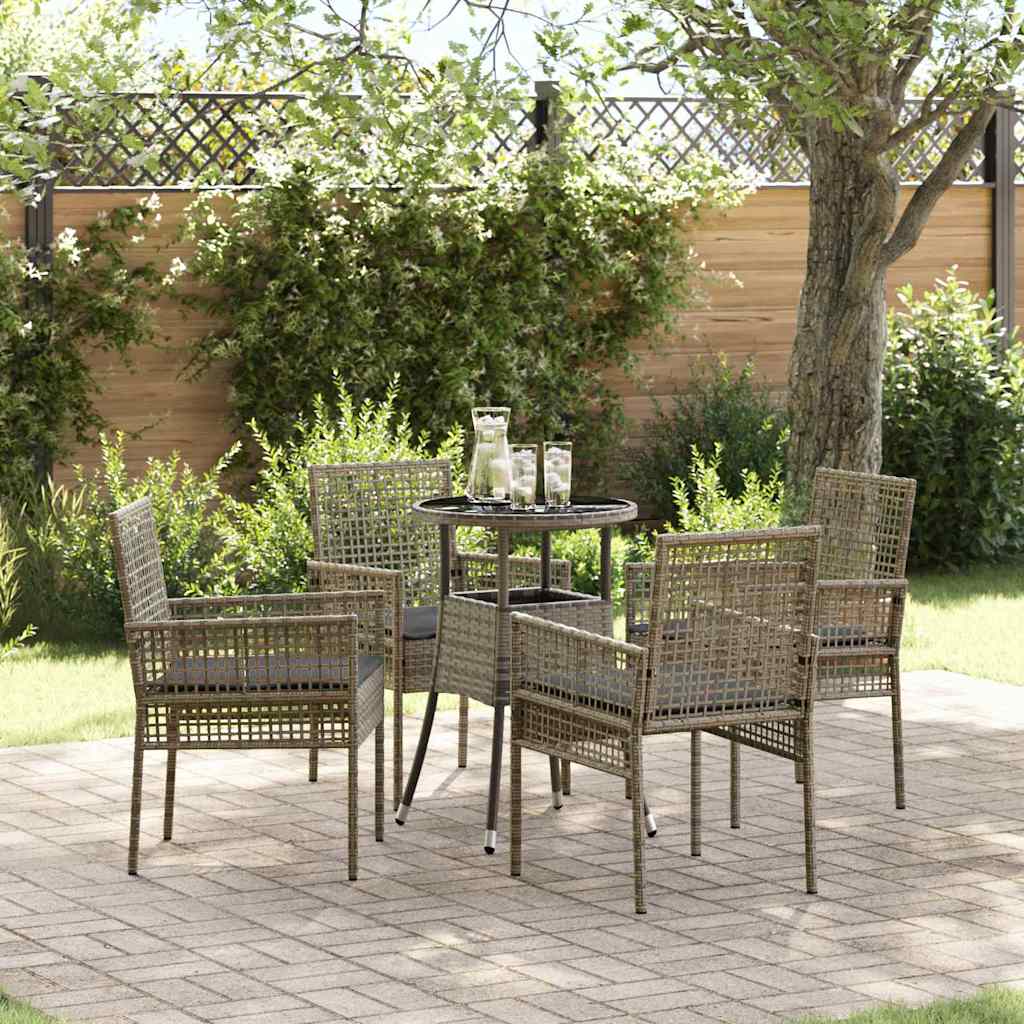 Garden Dining Set 5 pcs Grey Poly Rattan