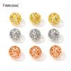18K Gold Plated Brass Beads For Bracelets, 4/6/8mm Round Hollow Spacer Beads,Separators For Beads,DIY Jewelry Making Accessories