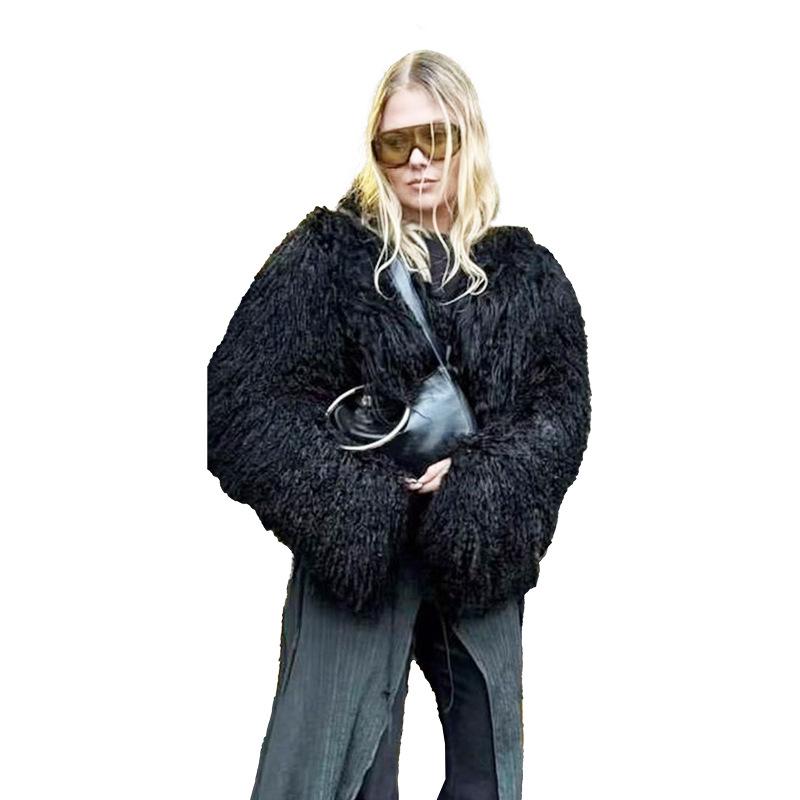 Autumn And Winter New Women'S Clothing Imitation Fur Jacket Fashion Temperament Warm European And American Long-Sleeved Lapel Loose Furry Short