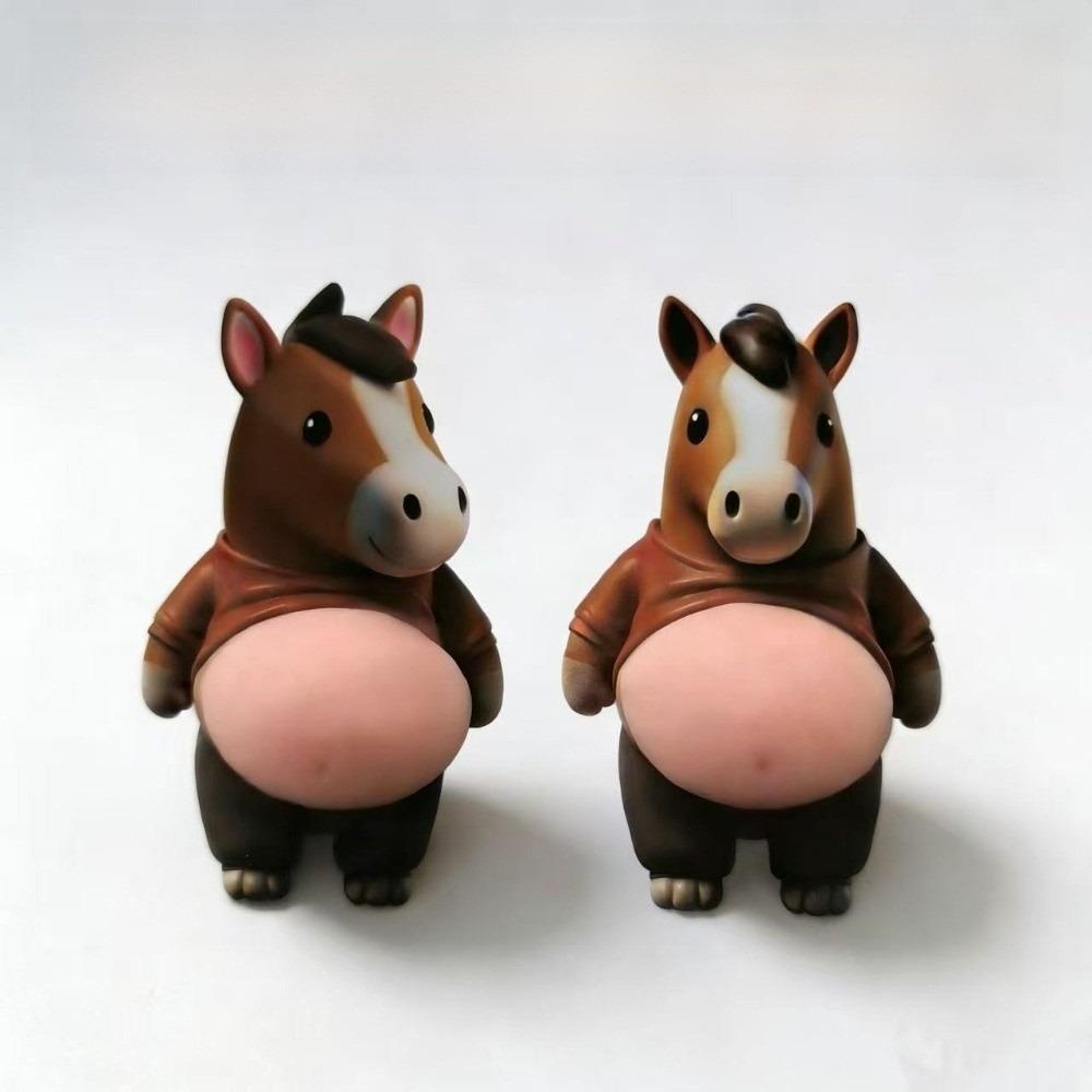 Cartoon Horse Stickers Horse Belly Sticker Squeezeable 3D Stickers Anti-Collision Pads Multifunctional Silicone Self-Adhesive