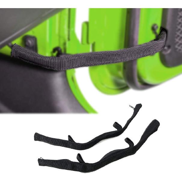 Heavy Duty Door Limiting Strap for Jeep Wrangler JK JKU JL Gladiator JT 2007-2020, Adjustable Check Strap with Wire Harness Protection - 2 Pairs