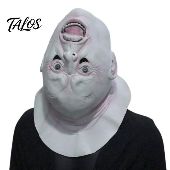 Scary Halloween Costume Accessory Upside Down Demon Latex Full Face Mask, Alien Cosplay Durable Mask Headgear, Creepy Prop for Party Escape Room Stage