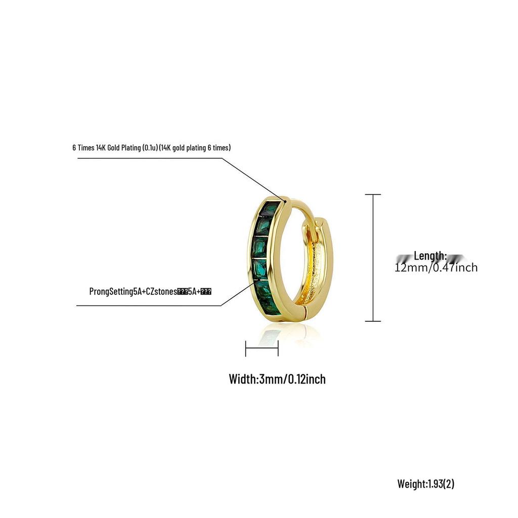 Colorful Square Diamond Stud Earrings: Autumn & Winter European American Fashion