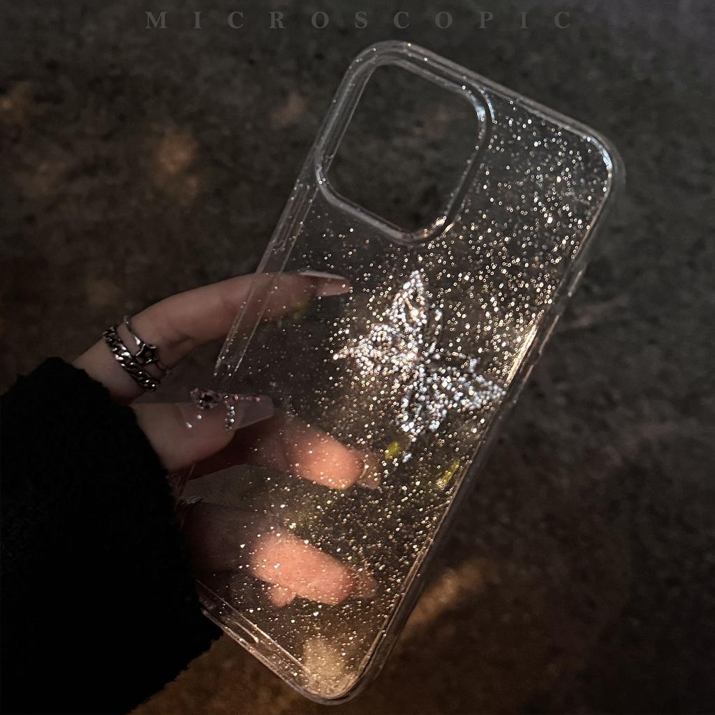 Three dimensional Light Luxury Apple 16promax Mobile Phone Case 14 Suitable for Iphone15 Flash Powder Butterfly 11 Advanced 12 Transparent