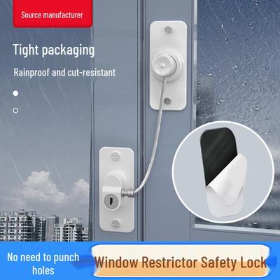 Child Safety No-Drill Lock for Windows, Doors, Cabinets, and Refrigerators with Key