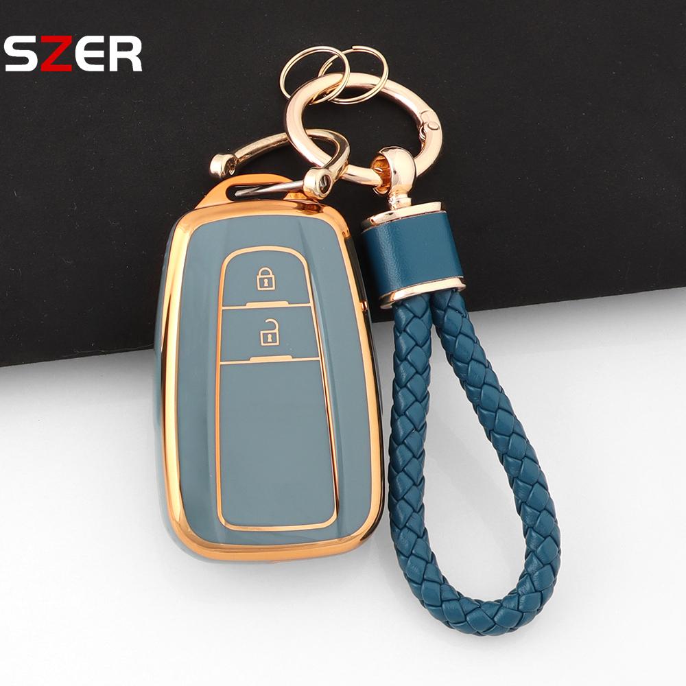 2 Buttons For Toyota Prius Camry Corolla Chr C-Hr Rav4 Land Cruiser Prado Tpu Car Key Case Cover Shell Fob Keychain Accessories