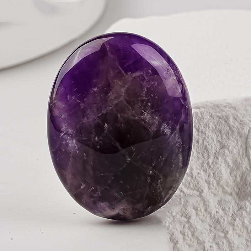 1pc Natural Stone Oval Agates Amethysts Pink Crystal Beads Healing Crystal Massage Stone