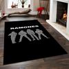 Ramones typography design on black rug Non-slip rug suitable for living room and bedroom sofas