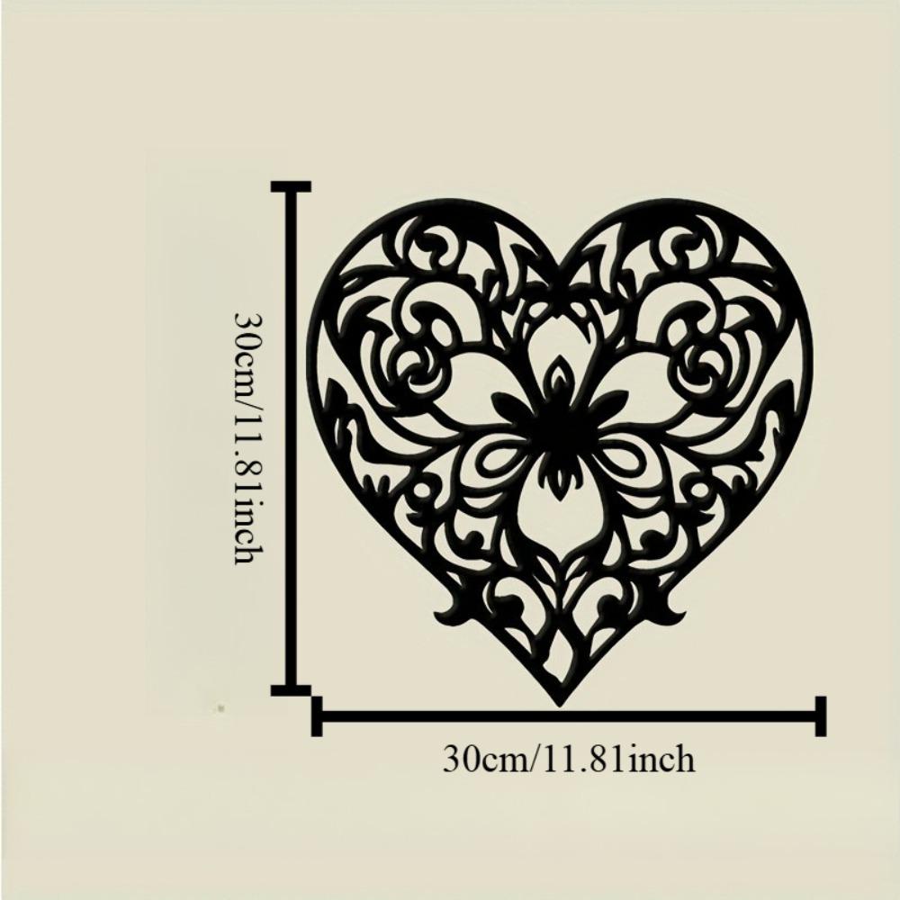

Metal Wall Art Heart with Flower, 3D Sculpture for Garden Bedroom Living Room, Romantic Gift for Couples, Outdoor Indoor Home Decor 12in