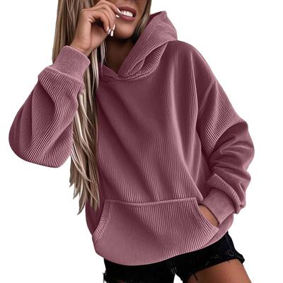 Damenmode Lässig Einfarbig Tasche Langarm Kapuzenpullover
