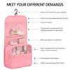 Portable Hanging Cosmetic Bag for Women, Large Capacity Travel Makeup Organizer with Compartments for Toiletries & Jewelry