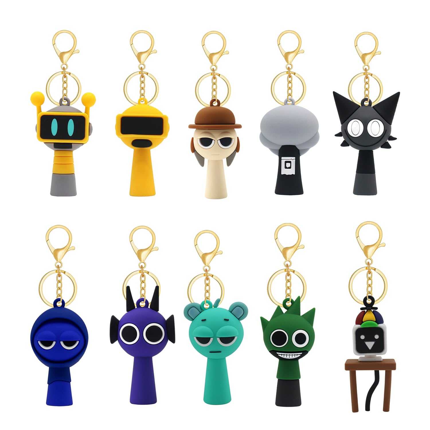 

HOMANY Брелоки Sprunki Набор из 10 штук, ПВХ 3D фигурки (для сумок и ключей)