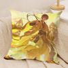 Zhongli Genshin Impact Cushion Cover Silky Short Plush Invisible Zipper Dustproof Sofa Pillow Case For Home Decor