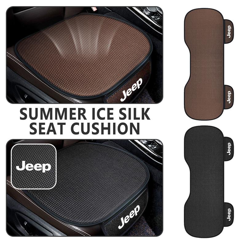 For Jeep Universal Car Seat Cushion Summer Ice Silk Front Back Seat Pad Grand Cherokee Patriot Renegade Compass Wrangler AJT1