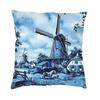 Dutch Blue Delft Cushion Cover 40X40Cm Vintage Windmill And Bridge Art Pillow Case For Sofa Square Pillowcase Home Decorative