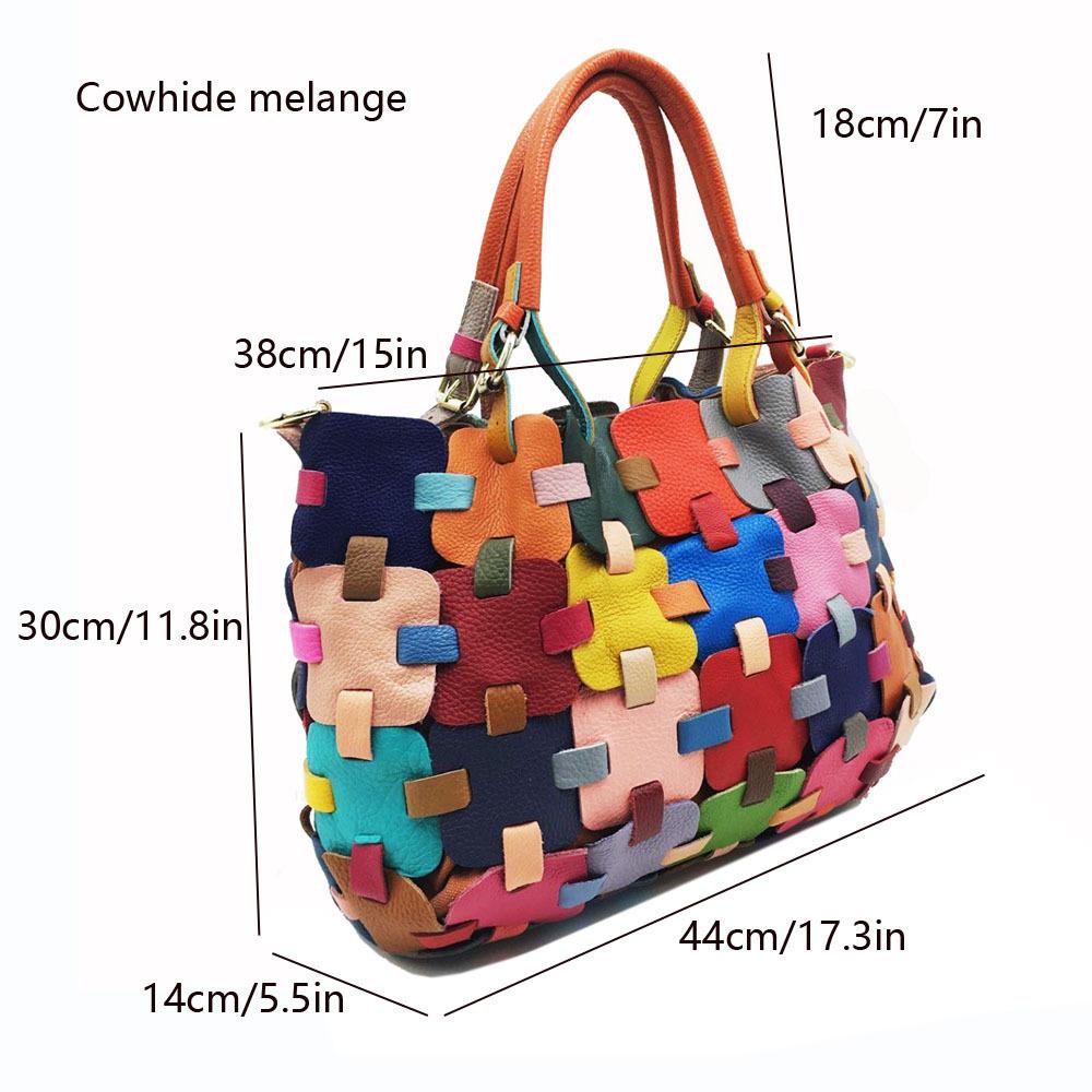Borsa a mano da donna Borsa in pelle Borsa a tracolla portatile Borsa grande Borsa a colori con giunzione a vento